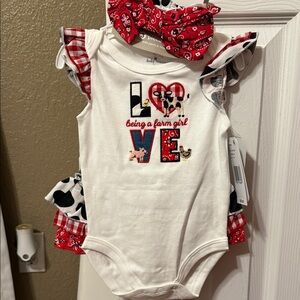 Baby Starters Red and White Farm Outfit